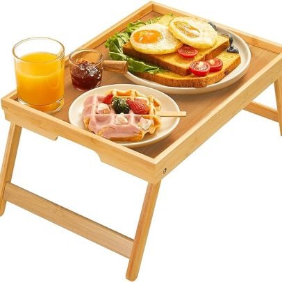 Bed Tray Table with Foldable Legs, Breakfast Tray for Sofa, Bed, Eating, Working, Used As Laptop Desk Snack Tray by Pipishell