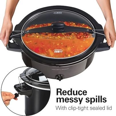 Slow Cooker, Extra Large 10 Quart, Stay or Go Portable With Lid Lock, Dishwasher Safe Crock, Black (33195)