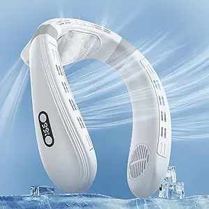 Neck Air Conditioner Fans That Blow Cold Air Cooling Device Hands Free Wearable Fan, 5200mAh Battery Operated Rechargeable Personal Fan, Leafless Fan, 3+3 Speeds Gifts for Women Men