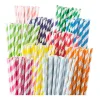 Weemium 200 Biodegradable Paper StrawsDurable & Eco-Friendly in 10 Color StripesRainbow Drinking Straws & Party Decoration Supplies