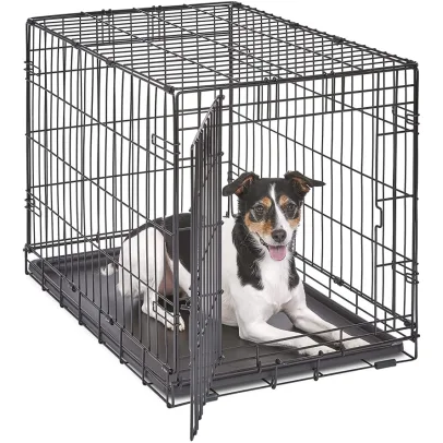 MidWest Homes for Pets Newly Enhanced Single & Double Door iCrate Dog Crate, Includes Leak-Proof Pan, Floor Protecting Feet , Divider Pane l & New Patented Features