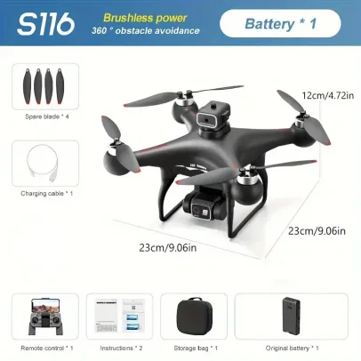 🔥Today Only Sale🔥1 Battery S116 MAX Brushless Drone Dual Camera with WIFI FPV, Headless Mode, 360° Intelligent Infrared Obstacle Avoidance, Optical Flow Remote Control, ESC Camera, Phone APP Control